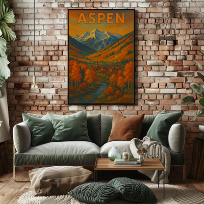 Aspen Autumn Mountain Town Travel Poster