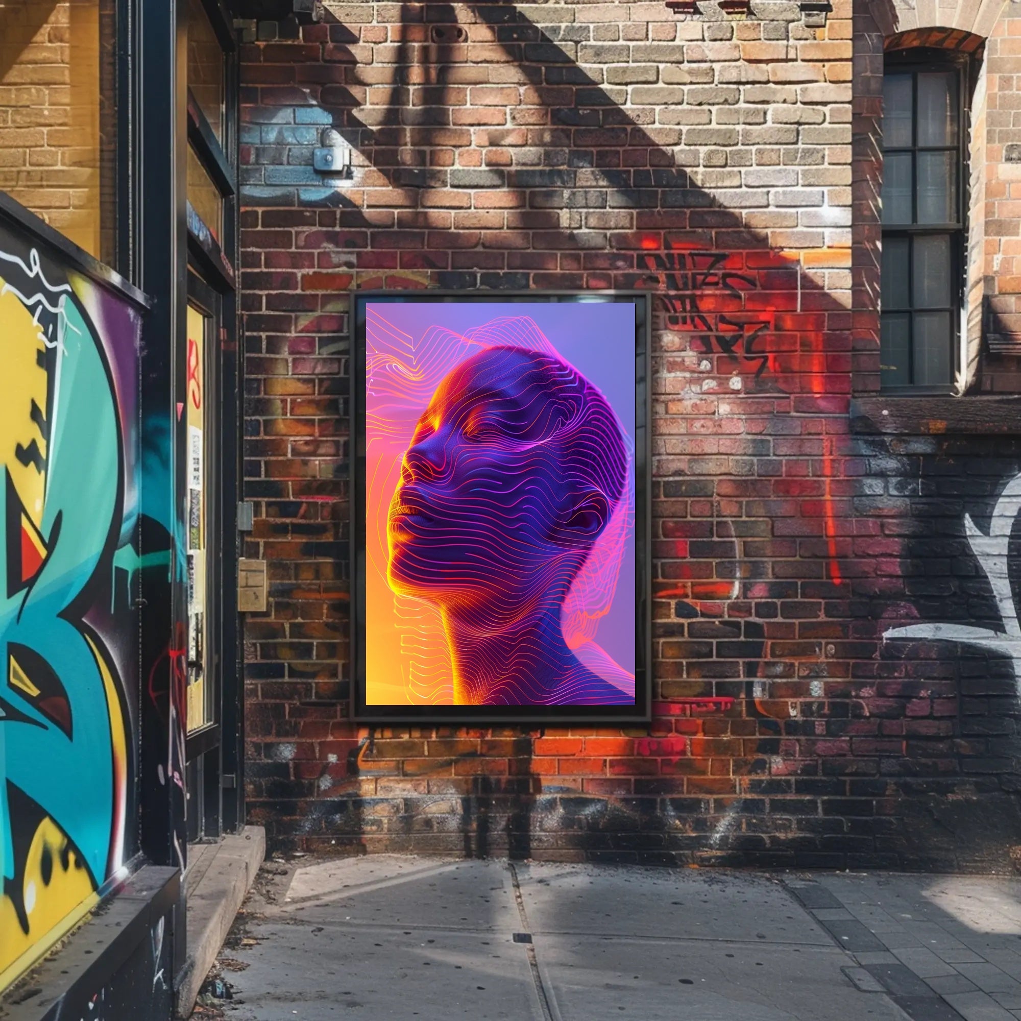 Futuristic Neon Abstract Art Poster - Futuristic Sci-Fi Poster PosterGoat