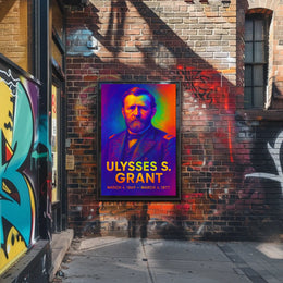 Ulysses S. Grant 18th President of the United States Neon Gradient Overlay Poster