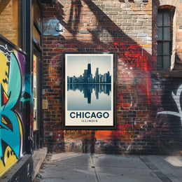Chicago Skyline Reflection Poster