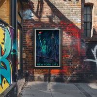 New York City Poster Modern Neon Travel Cityscape Wall Art