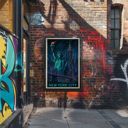 New York City Poster Modern Neon Travel Cityscape Wall Art