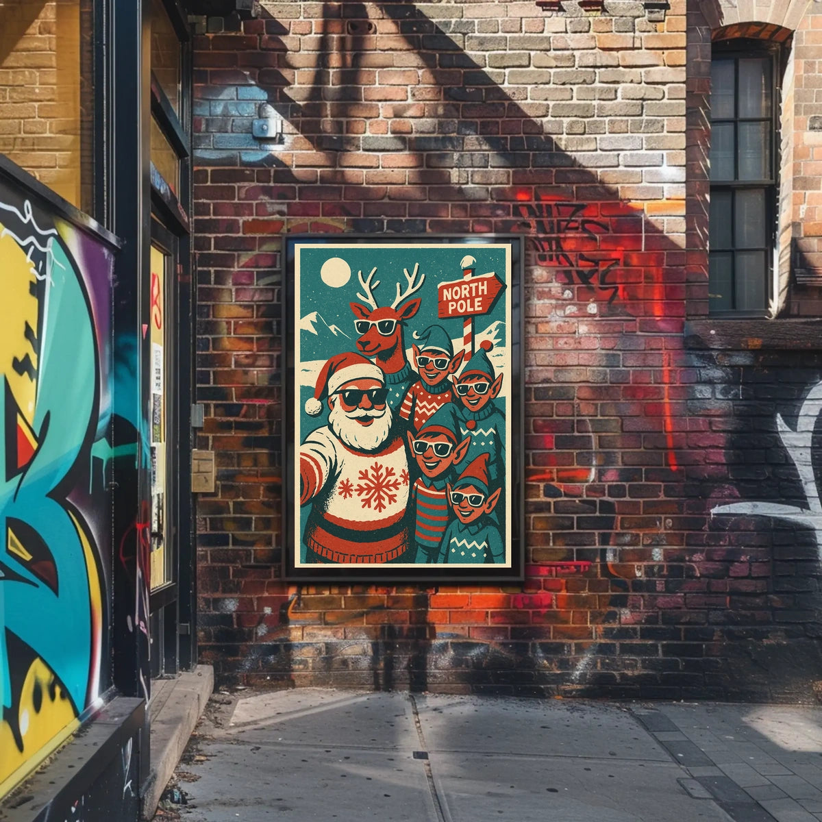 Festive North Pole Vintage Christmas Poster Art