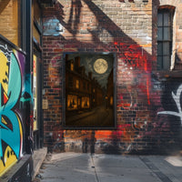 Salem Witchcraft Vintage Gothic Street Art Atmosphere Cobblestone Moonlit Historic Urban Collectors Poster