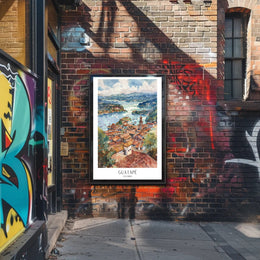 Guatapé Colombia Watercolor Scenic Travel Poster PosterGoat