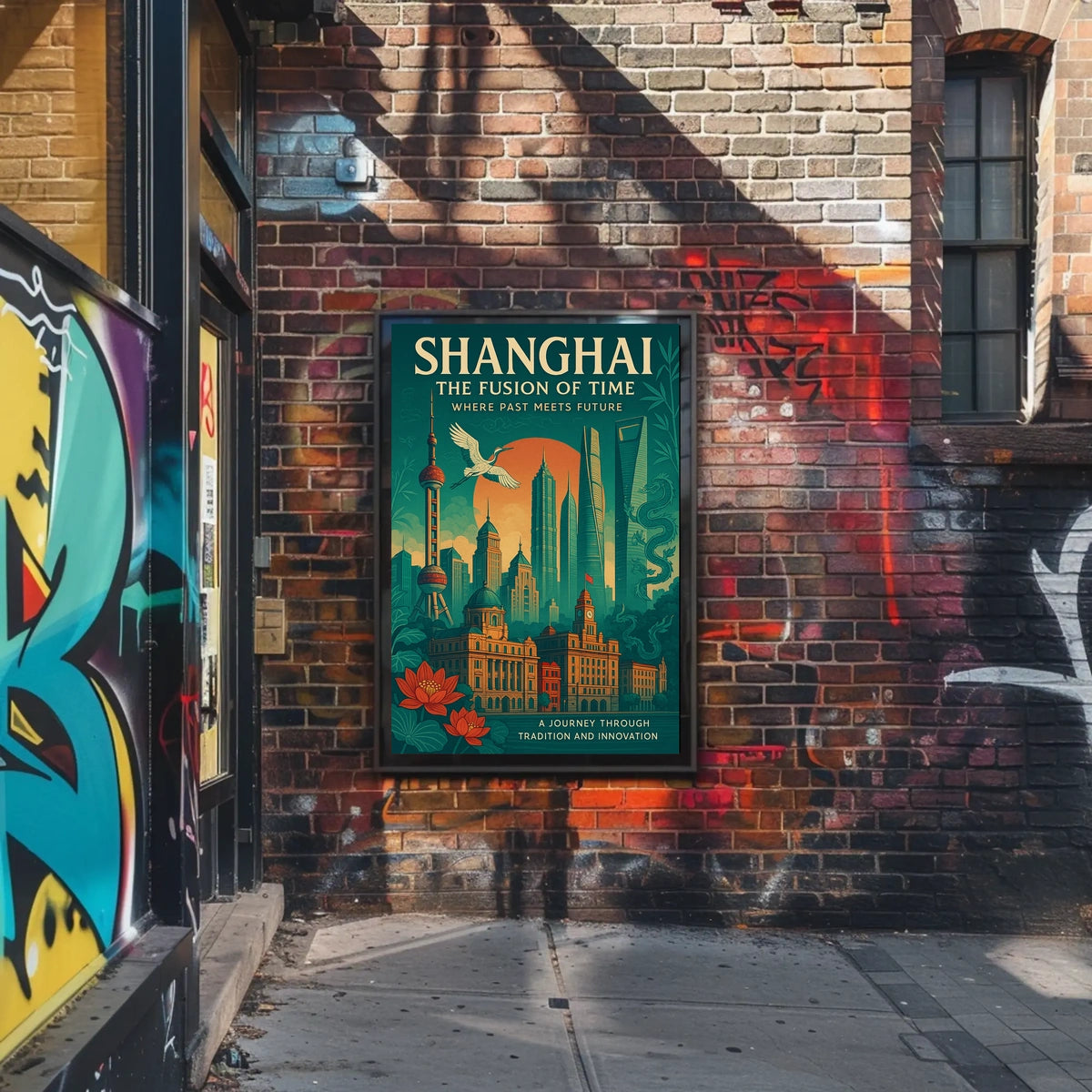 Shanghai Architecture Illustrative Modern Traditional Poster