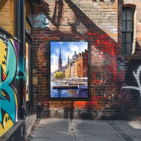 European Waterfront Scene: Vibrant Historical Cityscape Poster