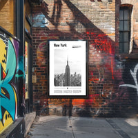 New York City Skyline Monochrome Poster Vintage Wall Art