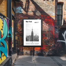 New York City Skyline Monochrome Poster Vintage Wall Art