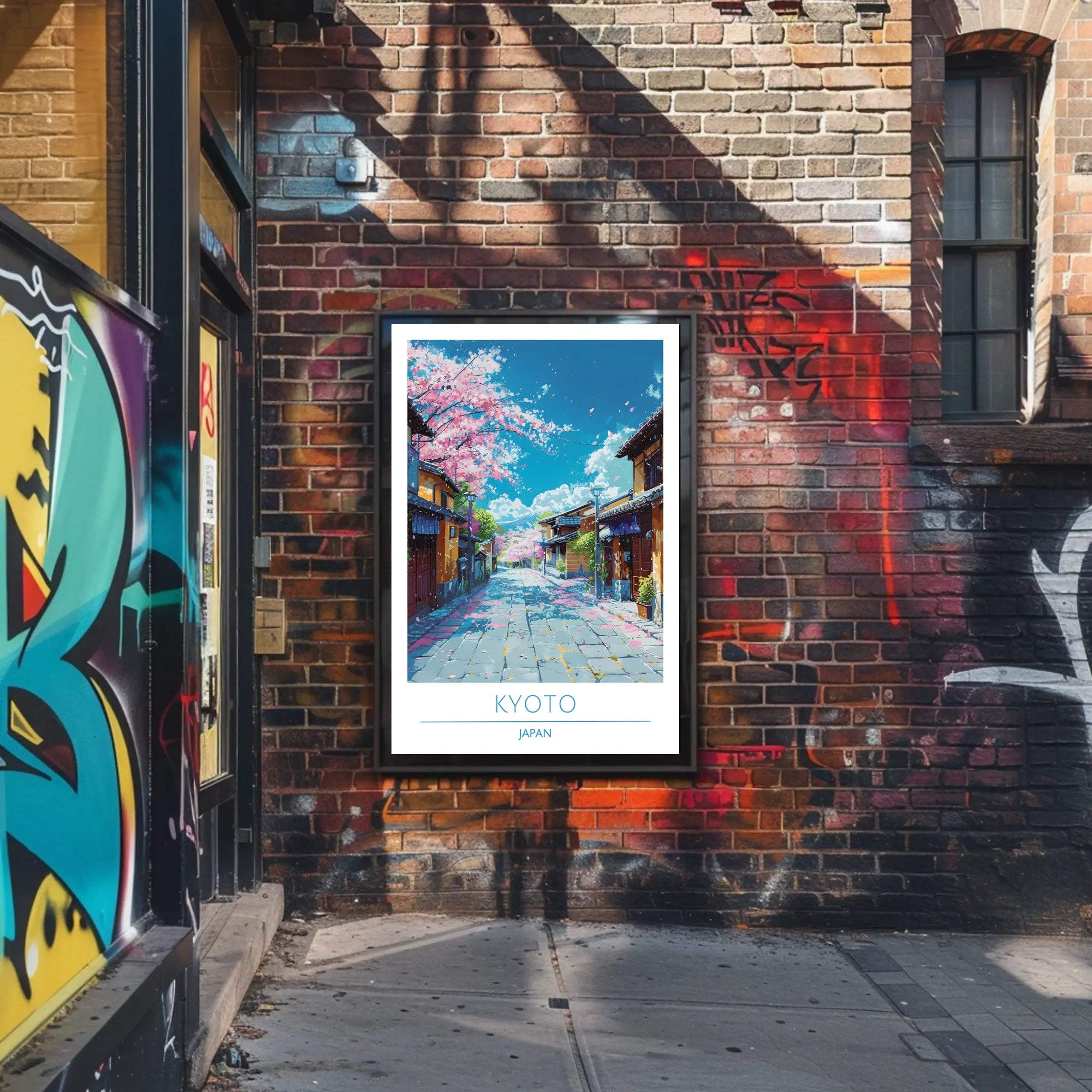 Kyoto Cherry Blossom Street Scene Travel Poster