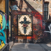 Roses And Cross Poster