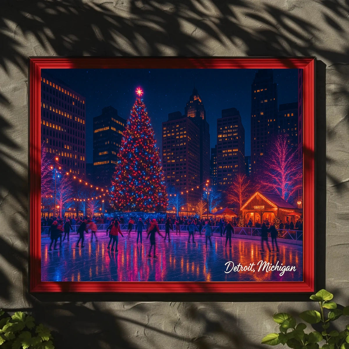 Holiday Skating in Detroit Poster