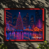 Holiday Skating in Detroit Poster