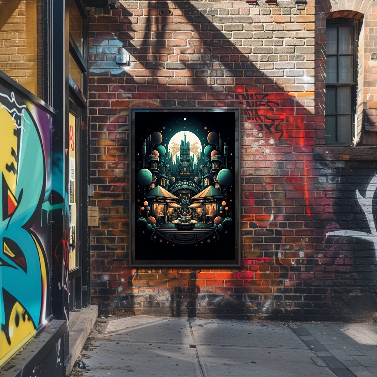 Futuristic Market Night Poster