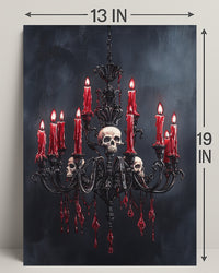 Gothic Chandelier With Skulls Poster