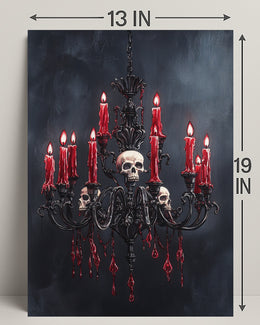Gothic Chandelier With Skulls Poster