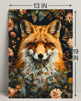 Fox Among Blossoms: Detailed Wildlife Art Animal Poster