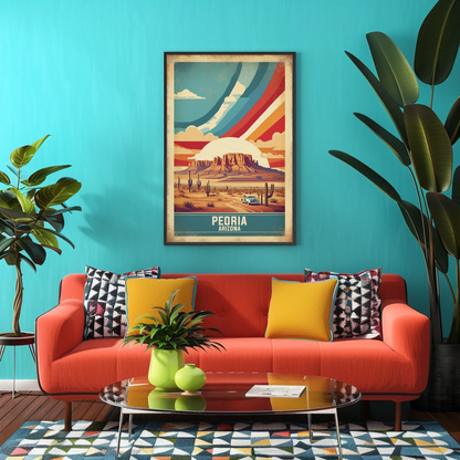 Peoria Arizona Desert Drive Vintage Travel Poster