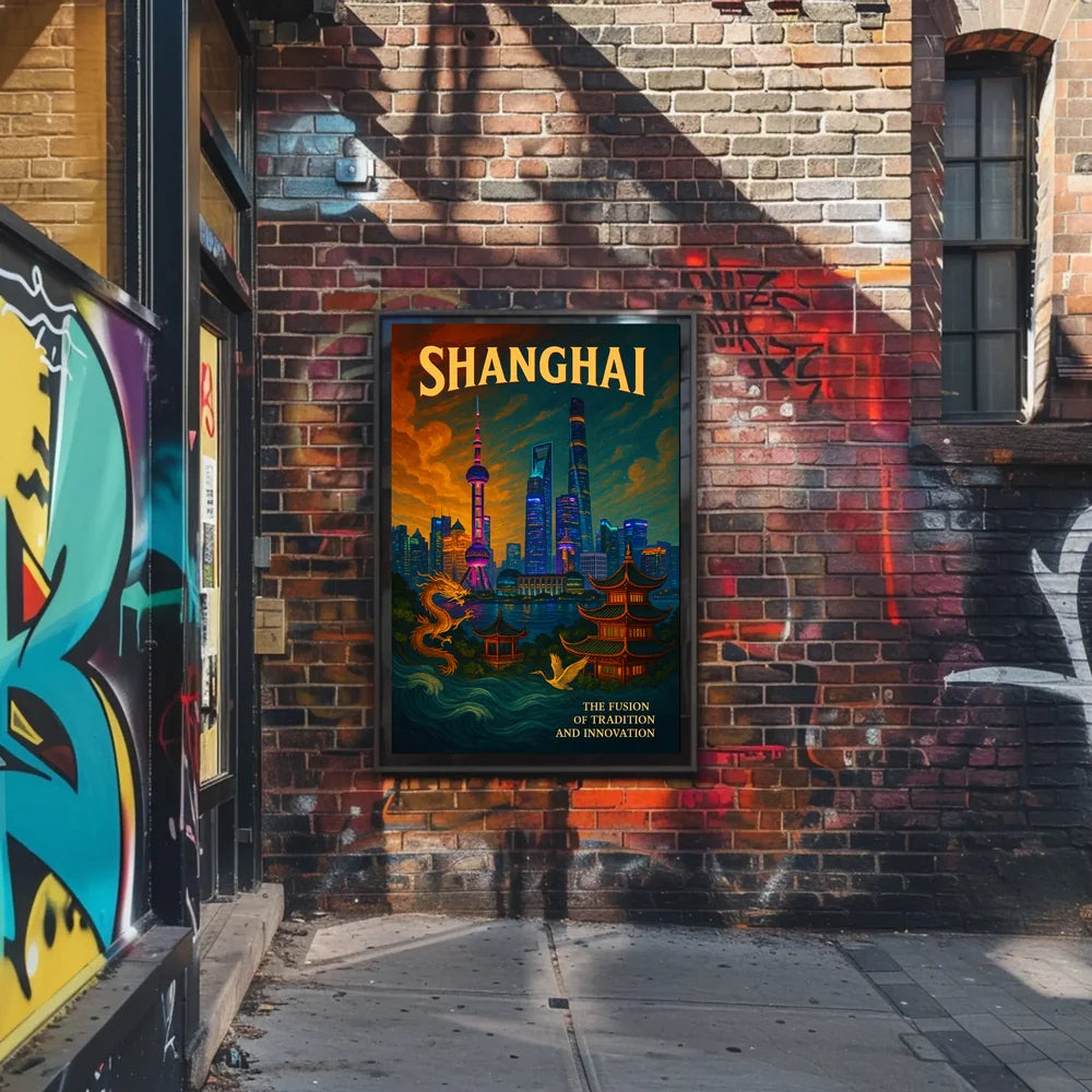 Shanghai's Vibrant Fusion Cityscape Urban or Cityscape Poster PosterGoat