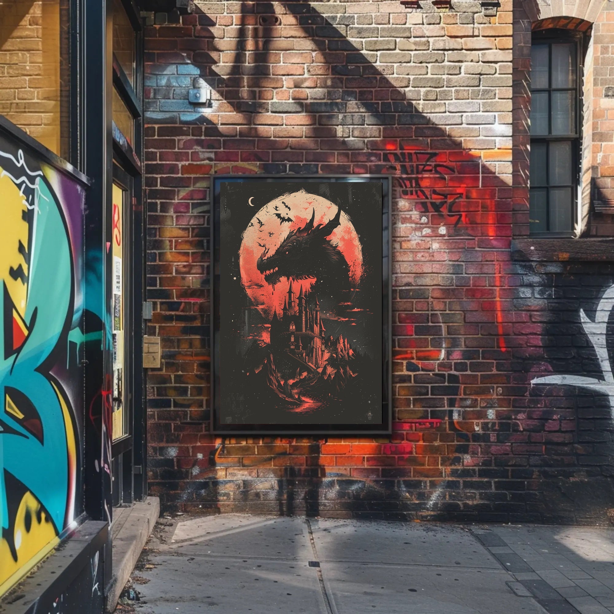 Dark Gothic Dragon Castle Fantasy Art Poster PosterGoat