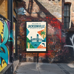 Jacksonville Cityscape Travel Poster PosterGoat