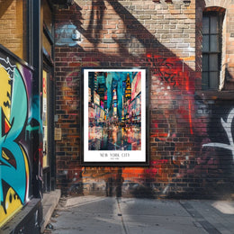 Vibrant Times Square Neon Lights Urban or Cityscape Poster PosterGoat