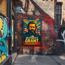 Ulysses S. Grant 18th President of the United States Colorful Comic Book Style Poster