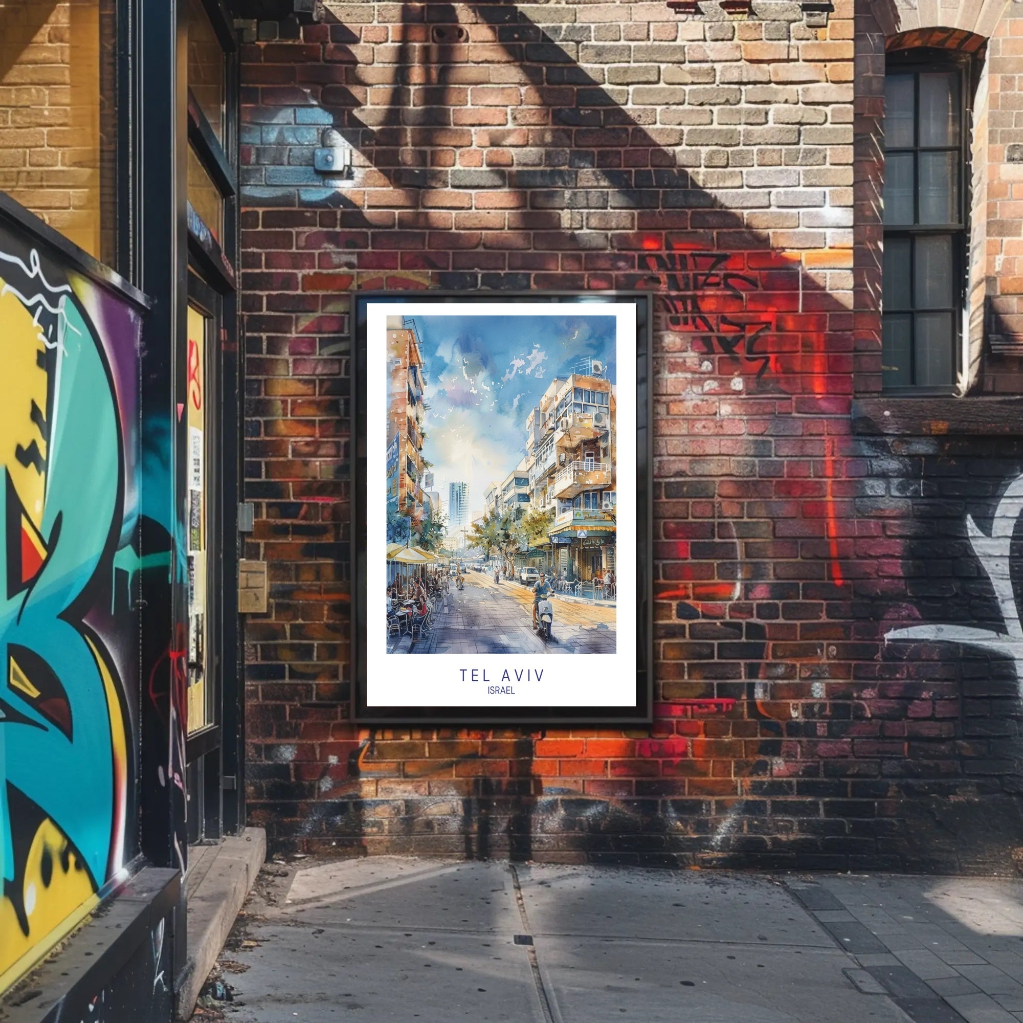 Tel Aviv Street Scene Poster PosterGoat