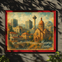 Maseru Cityscape Travel Inspired Digital Painting Poster