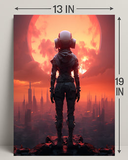 Futuristic Explorer At Sunset Poster PosterGoat