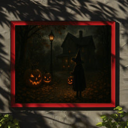 Moonlit Halloween Night Enchantment Gothic Surrealism Fantasy Nocturnal Cityscape Dreamscape Wanderlust Poster