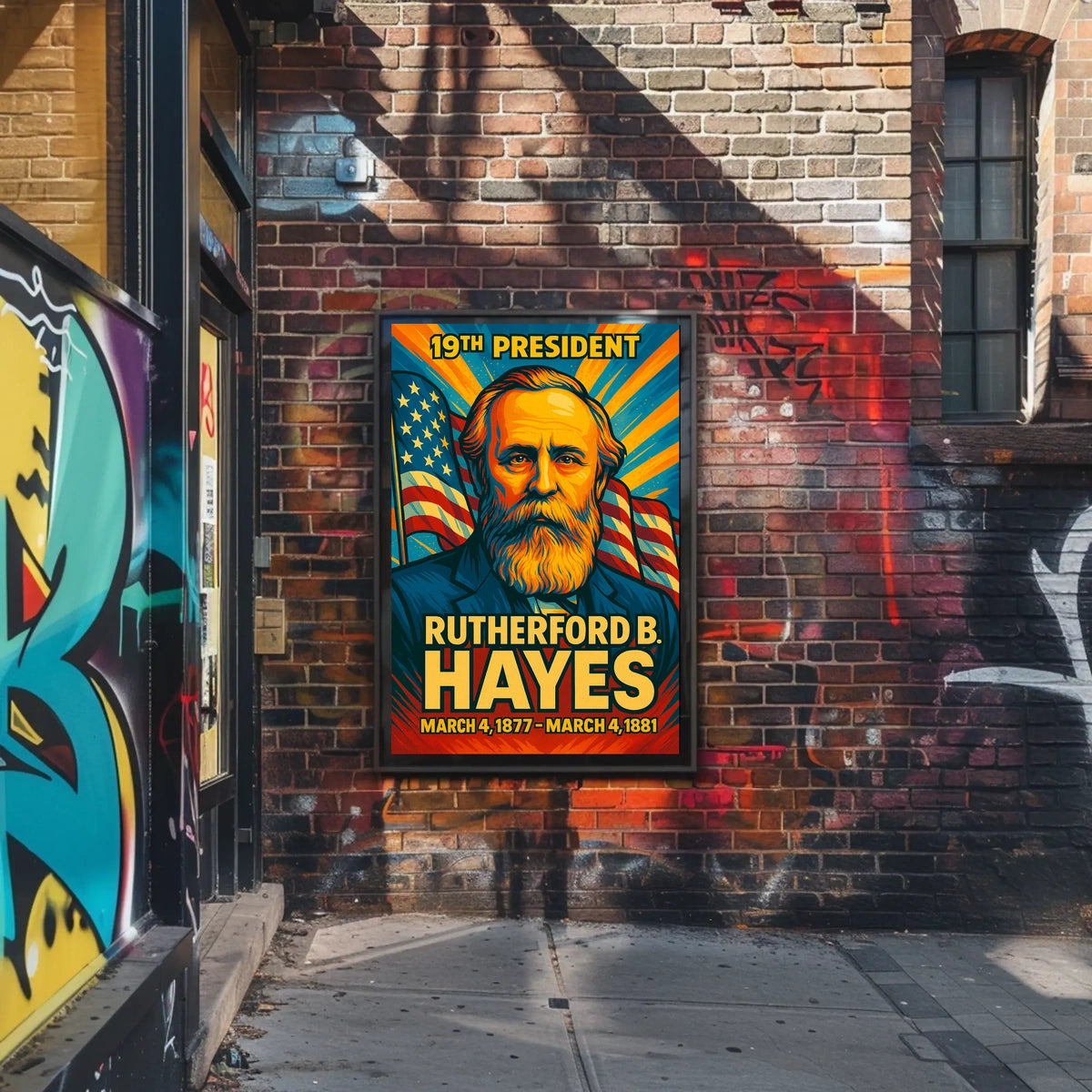 Rutherford B. Hayes 19th President of the United States Colorful Comic Book Style Poster