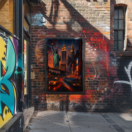 New York City Vibrant Urban Scene Poster Modern Wall Art