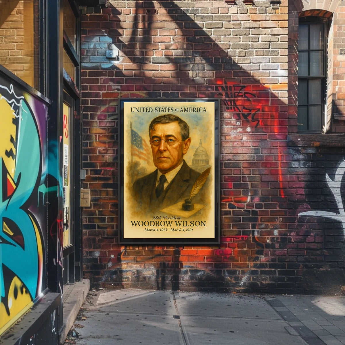 Woodrow Wilson 28th President of the United States Vintage Watercolor Poster