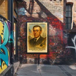 Woodrow Wilson 28th President of the United States Vintage Watercolor Poster