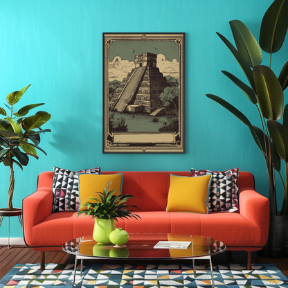 Mexico Mayan Temple Jungle Heritage Vintage Travel Poster