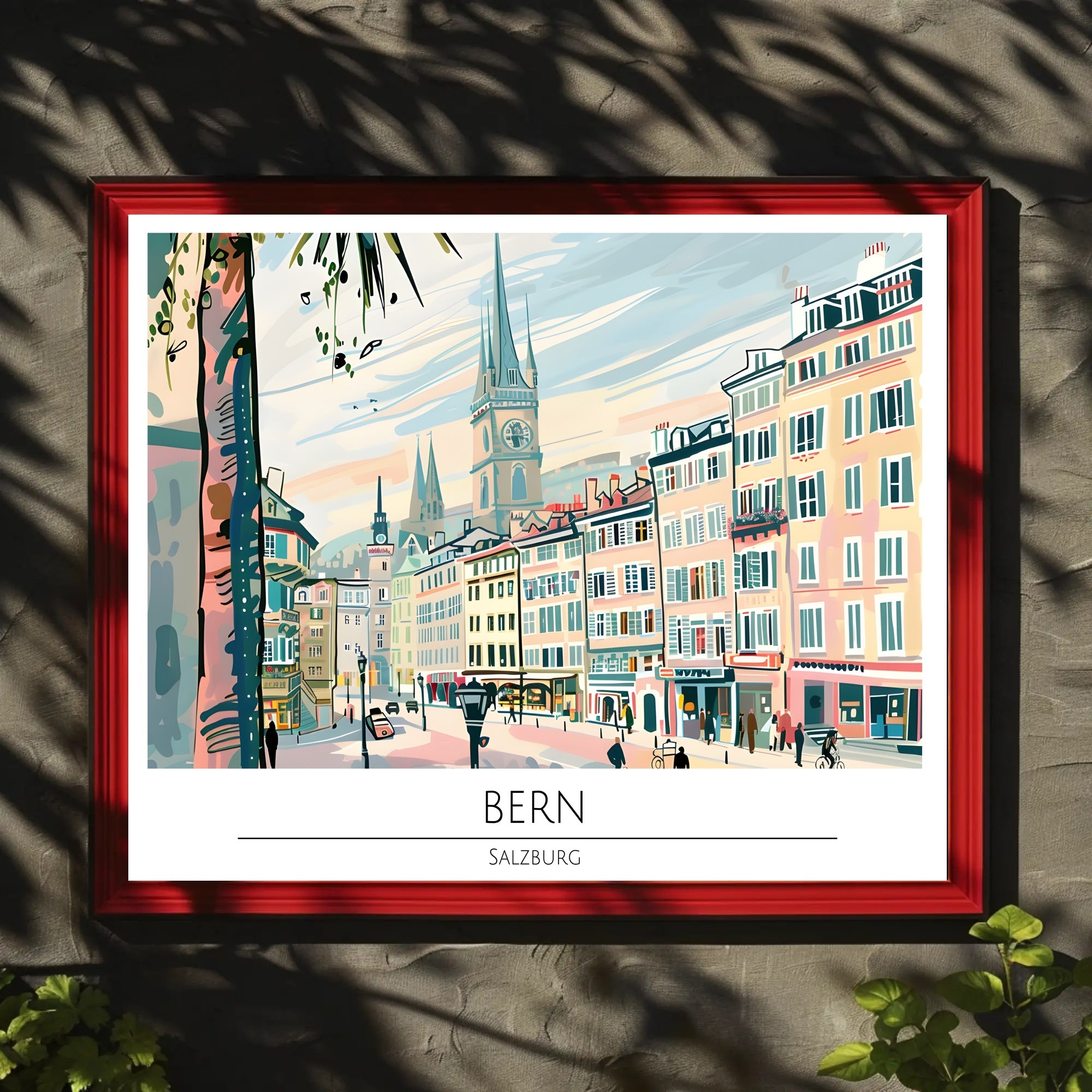 Bern Cityscape Illustration Poster PosterGoat