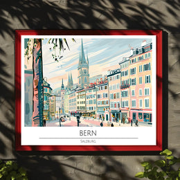 Bern Cityscape Illustration Poster PosterGoat