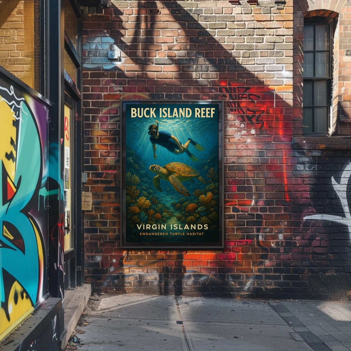 Buck Island Reef Endangered Turtle Habitat Scenic Poster