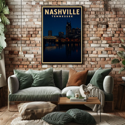 Nashville Tennessee City Night Skyline Poster Poster