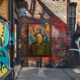 Liberty Meets Modern Chaos: Artistic or Pop Culture Poster