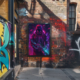 Neon Cyber Warrior Poster