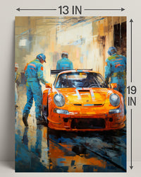 Racing Team In Action Poster PosterGoat