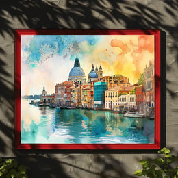 Venice Watercolor Poster: Romantic Canal and Architecture