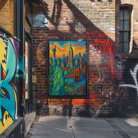 New York City Skyline Poster Impressionistic Wall Art