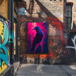 Vibrant Raven in Neon Hues Art Poster Print PosterGoat