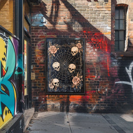 Dark Gothic Spider and Skulls Artistry - Artistic Poster