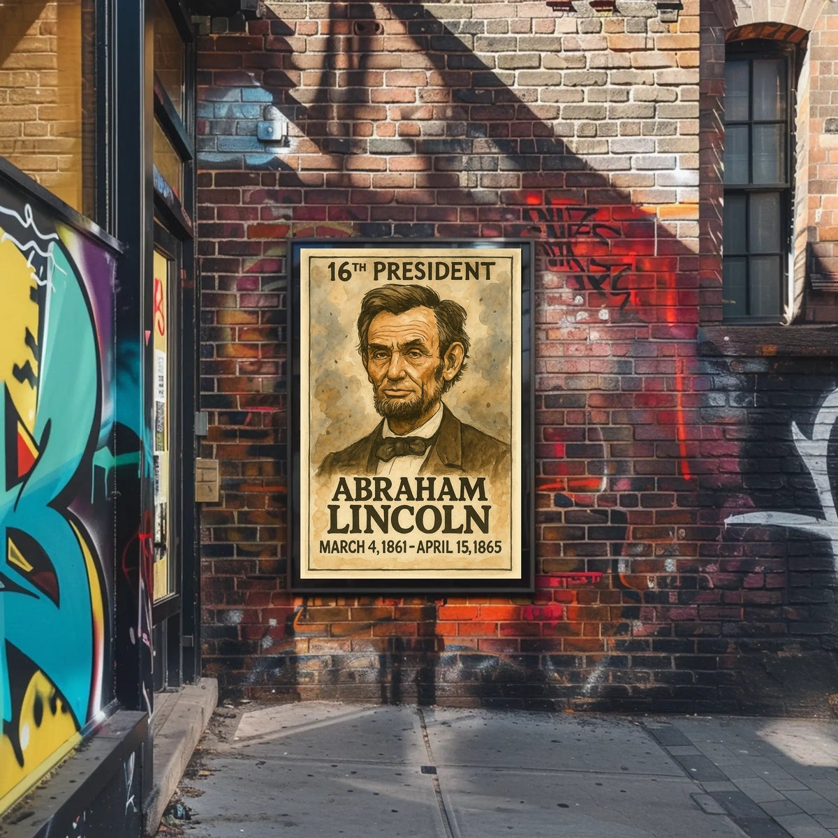 Abraham Lincoln 16th President of the United States Exaggerated Cartoon Sketch Poster