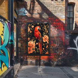 Vibrant Parrot Floral Paradise Poster