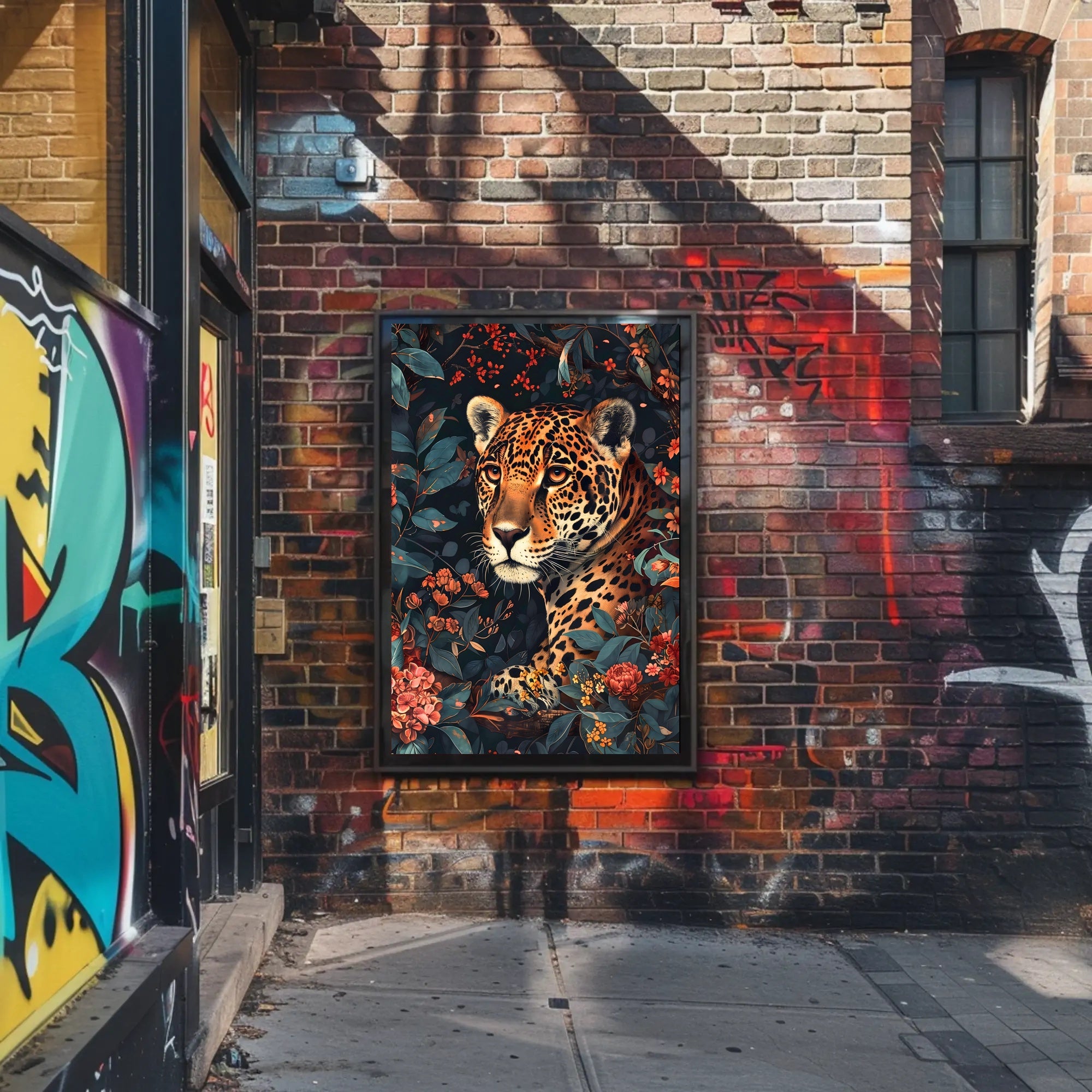 Majestic Jaguar Wall Art in Bloom Print